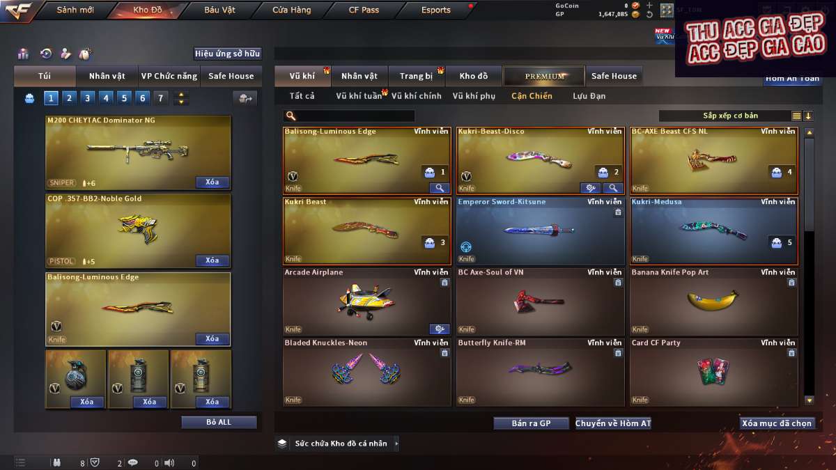 shop acc cf uy tin gia re